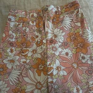 Skies Are Blue Floral Women's Jeans - Pink and Orange